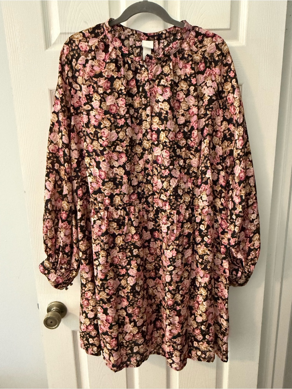 H&M Floral Smock Tunic Dress - Pink & Black size xxl